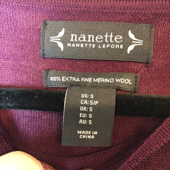 Nanette | Ruffle Sleeve Wool Sweater Purple Small - Picture 2 of 5